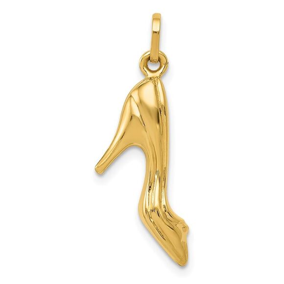 Kazi Luxury 14k Yellow Gold 3D High Heel Shoe Charm